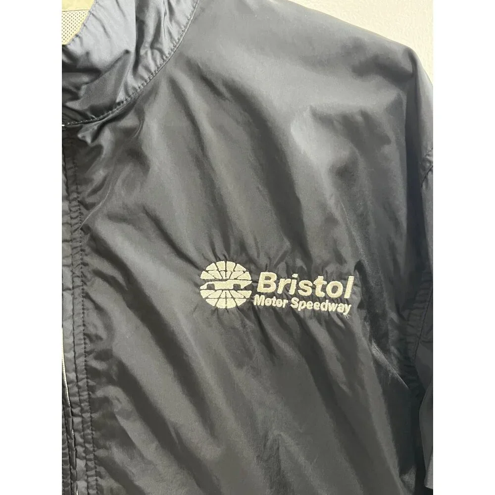 VTG Gear For Sports Bristol Motor Speedway 1/4 Zip Windbreaker Mens S Black Tan